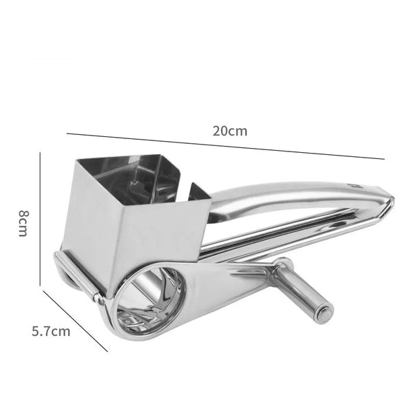 Rotary Cheese Grater - Stainless Steel Drum Shredder with 3 Blades