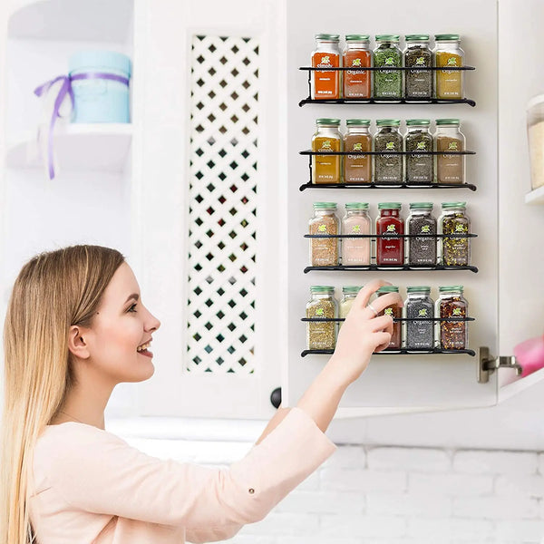 Wall mount spice rack organizer for cabinet