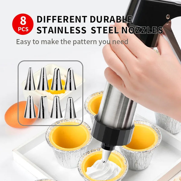 Cookie Press Gun - Stainless Steel Cookie Maker with 13 Discs