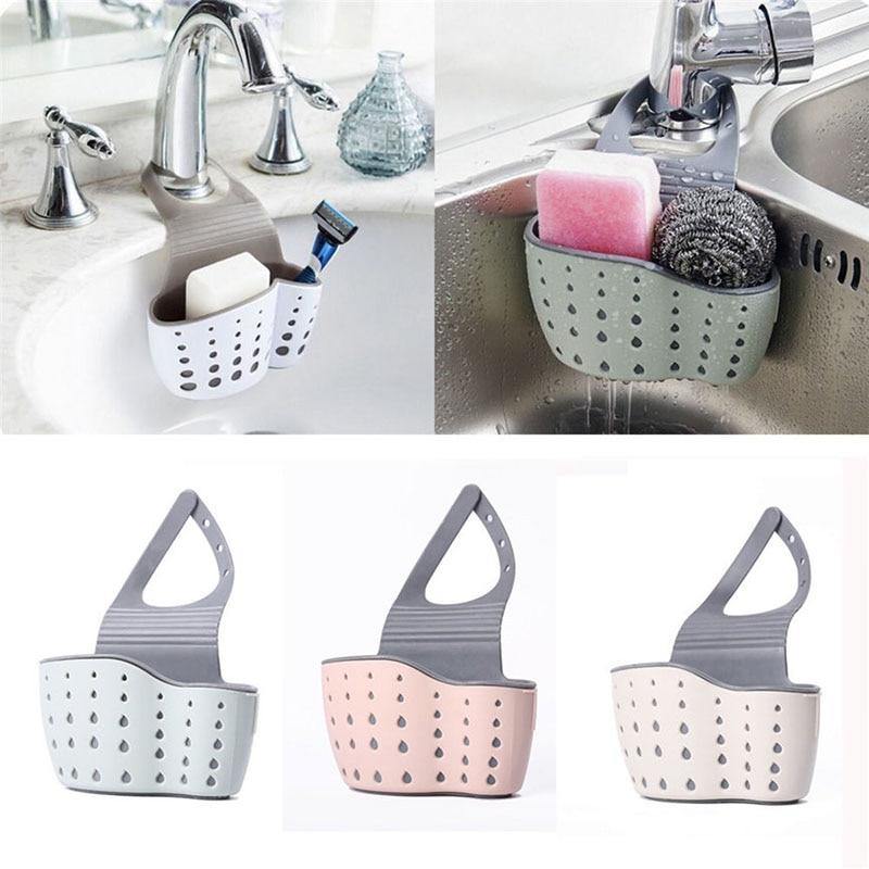 Silicone Sponge Holder for Kitchen Sink Bags (White & Grey, Set of