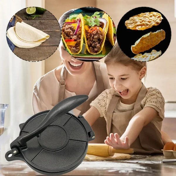 Tortilla Press - Cast Iron Tortilla Maker for Corn and Flour Tortillas