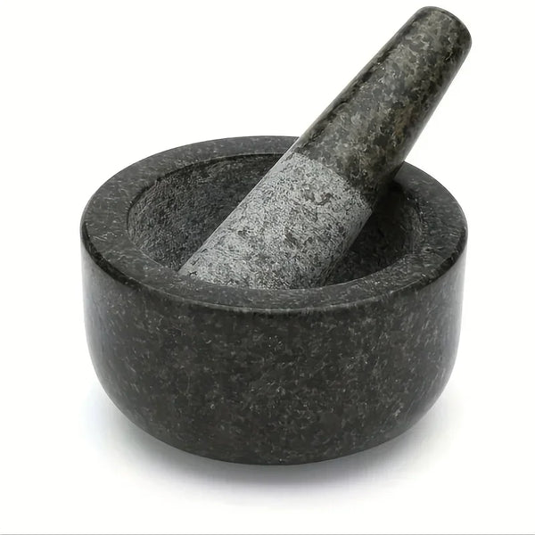 Granite Mortar and Pestle Set - Solid Stone Herb and Spice Grinder