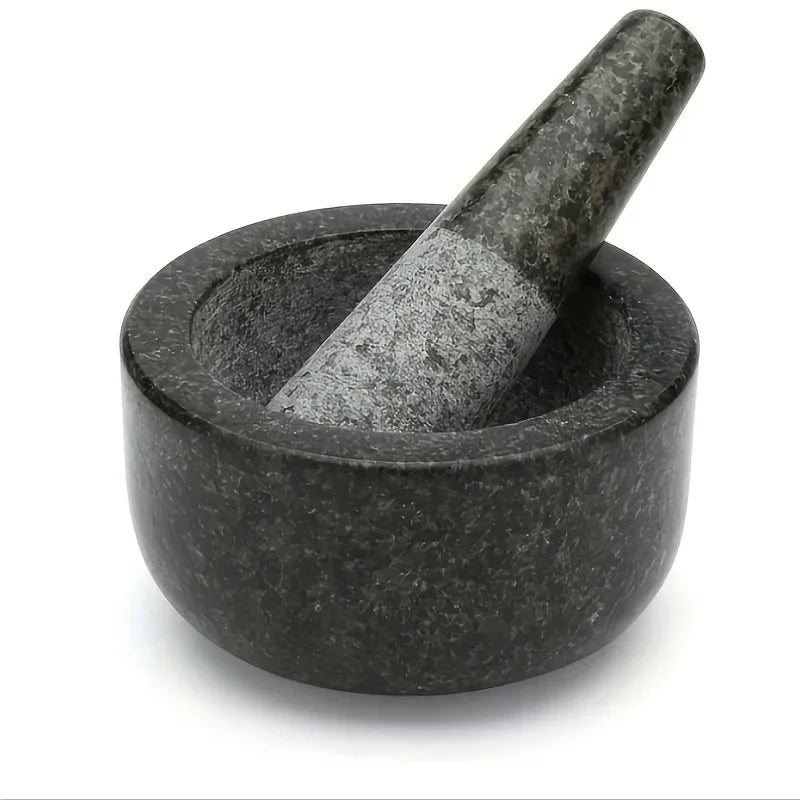Granite Mortar and Pestle Set - Solid Stone Herb and Spice Grinder