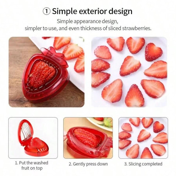 Strawberry Slicer - Stainless Steel Fruit Cutter for Even Slices
