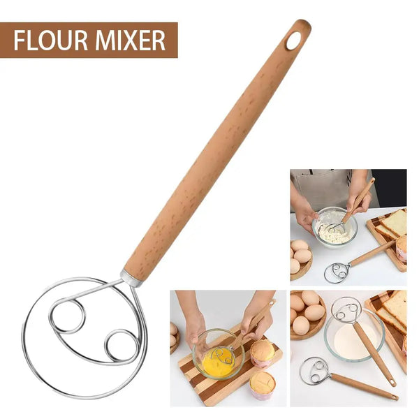 Danish Dough Whisk - Stainless Steel Bread Mixer for Sourdough Baking
