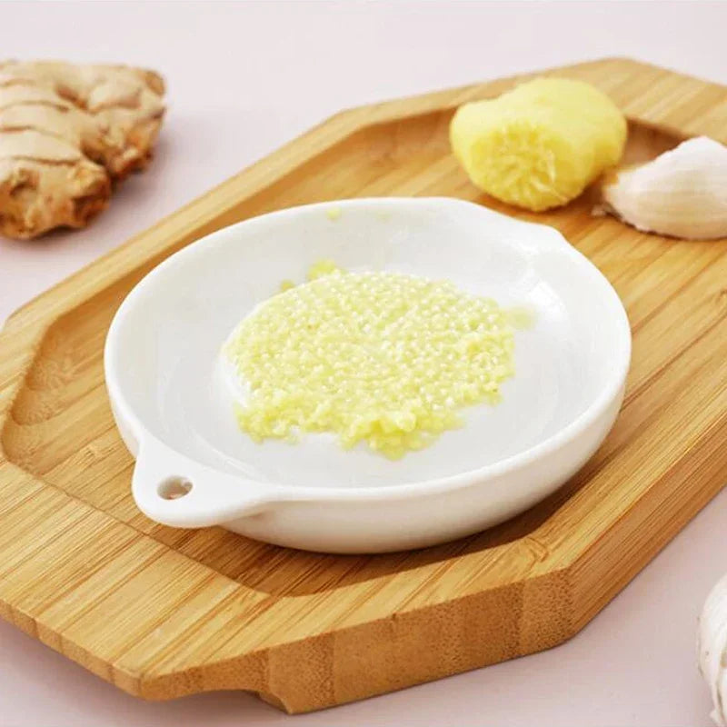 Ceramic Garlic Grater Plate - Handmade Grating Dish for Garlic and Ginger