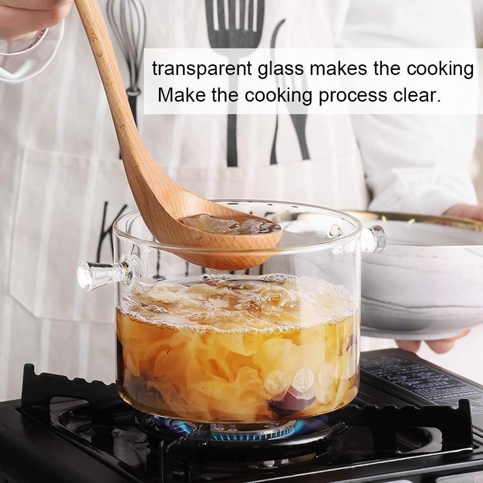Food-grade Heat Resistant Glass Cooking Pot Clear Glass Soup Pot